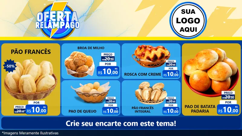 Modelo de TV para TV Horizontal com o tema Oferta Relâmpago para Padaria