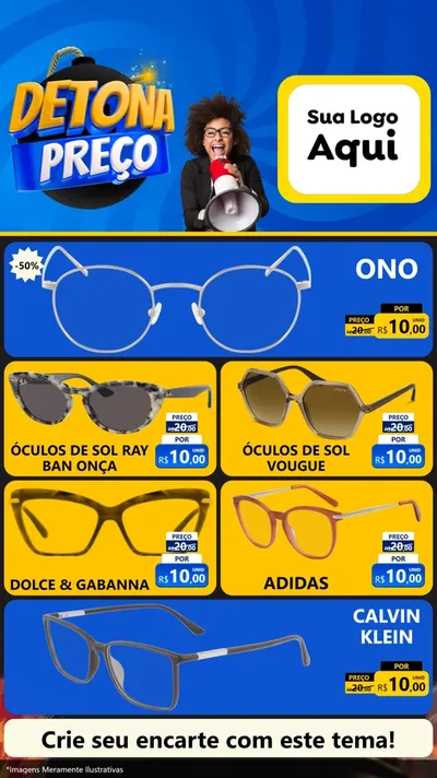 Modelo de TV para TV Vertical com o tema Detona Preços para Óticas