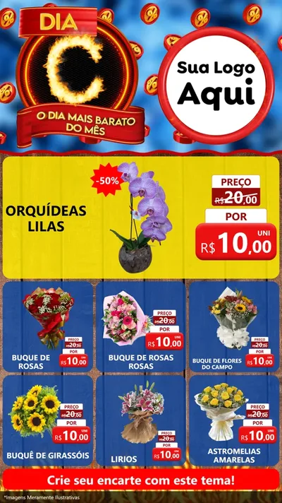 Modelo de Rede Social para Stories com o tema Dia C - O Dia Mais Barato Do Mês para Floricultura e jardim