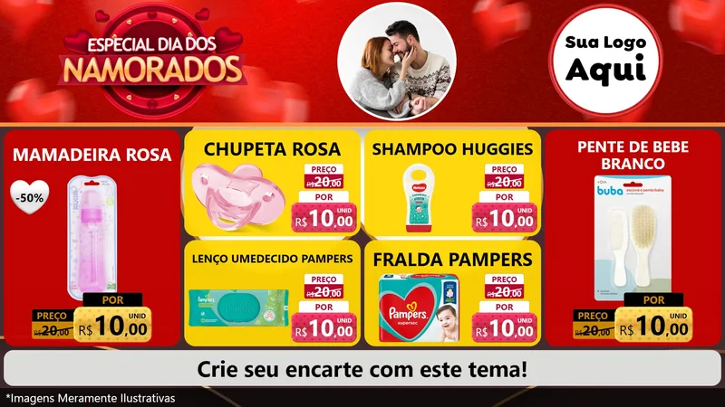 Modelo de TV para TV Horizontal com o tema Especial Dia Dos Namorados para Bebês
