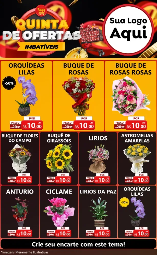 Modelo de Encarte para Encarte Grande com o tema Quinta de Ofertas Imbatíveis para Floricultura e jardim