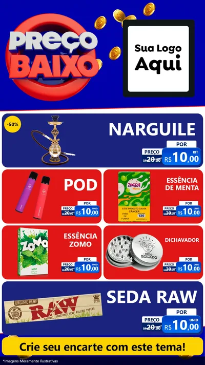 Modelo de TV para TV Vertical com o tema Preço Baixo para Tabacaria
