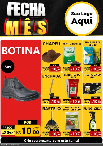 Modelo de Encarte para Encarte A4 Vertical com o tema Fecha Mês para Agropecuária