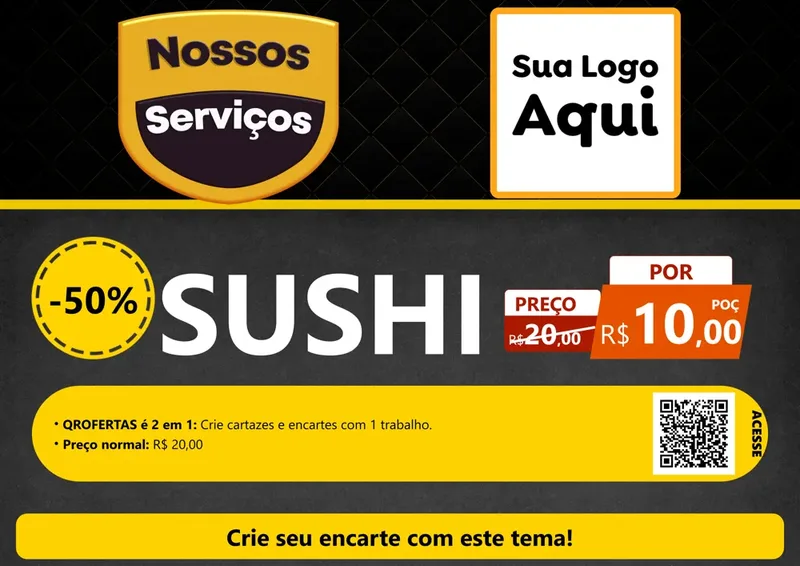 Modelo de Cartaz para Cartaz A4 Horizontal com o tema Nossos Serviços para Comida japonesa