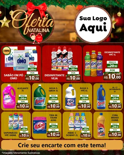 Modelo de Rede Social para Feed Instagram com o tema Ofertas Natalina para Produtos de Limpeza