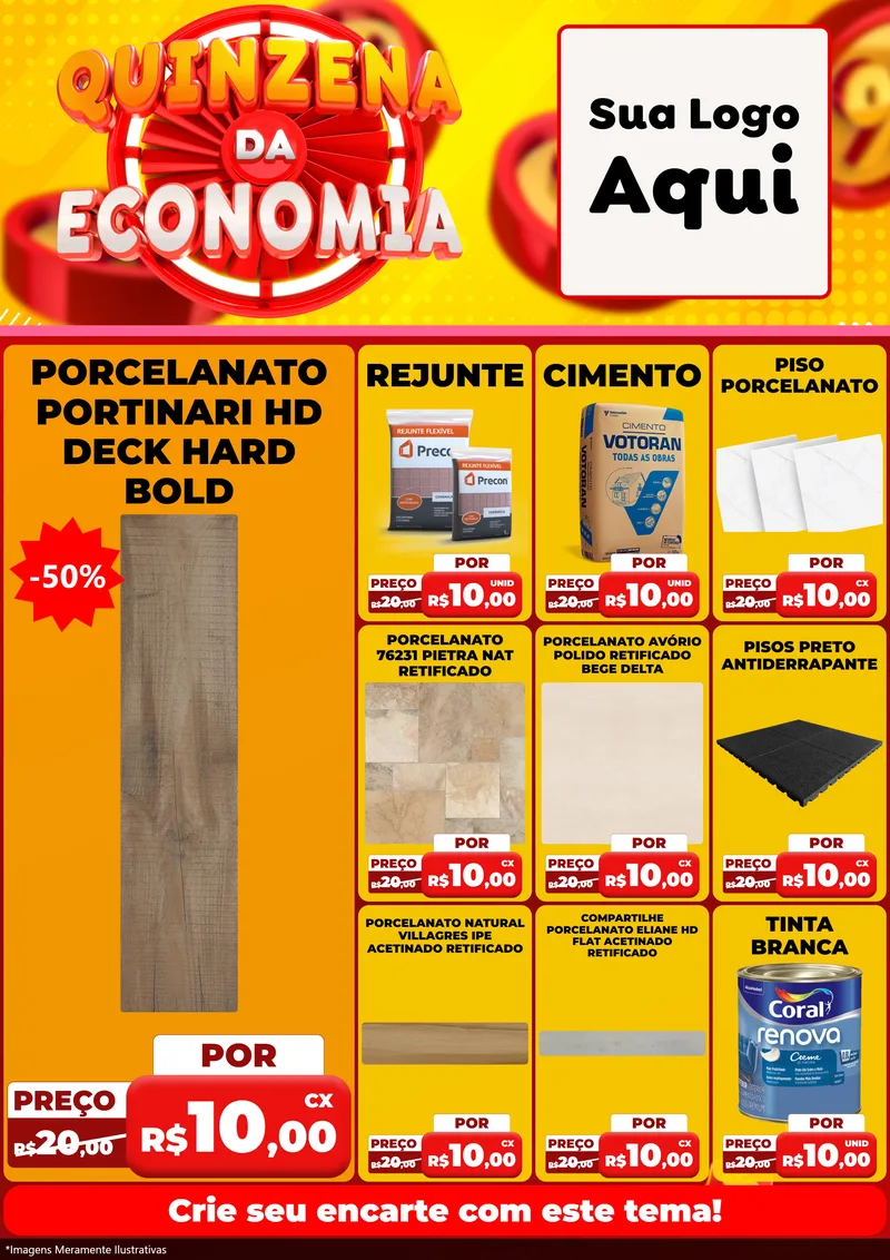 Modelo de Encarte para Encarte A4 Vertical com o tema Quinzena Da Economia para Pisos e revestimentos