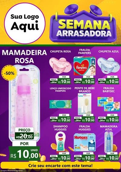 Modelo de Encarte para Encarte A4 Vertical com o tema Semana Arrasadora para Bebês