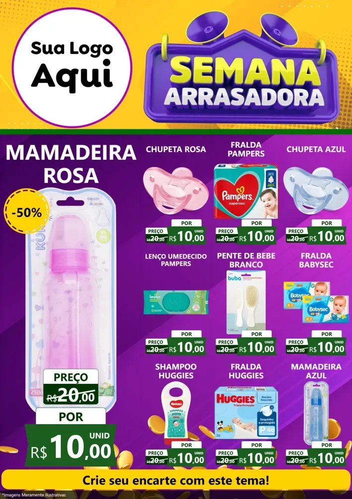Modelo de Encarte para Encarte A4 Vertical com o tema Semana Arrasadora para Bebês