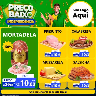 Modelo de Rede Social para Feed Facebook com o tema Preço Baixo de Independência para Frios e Laticínios