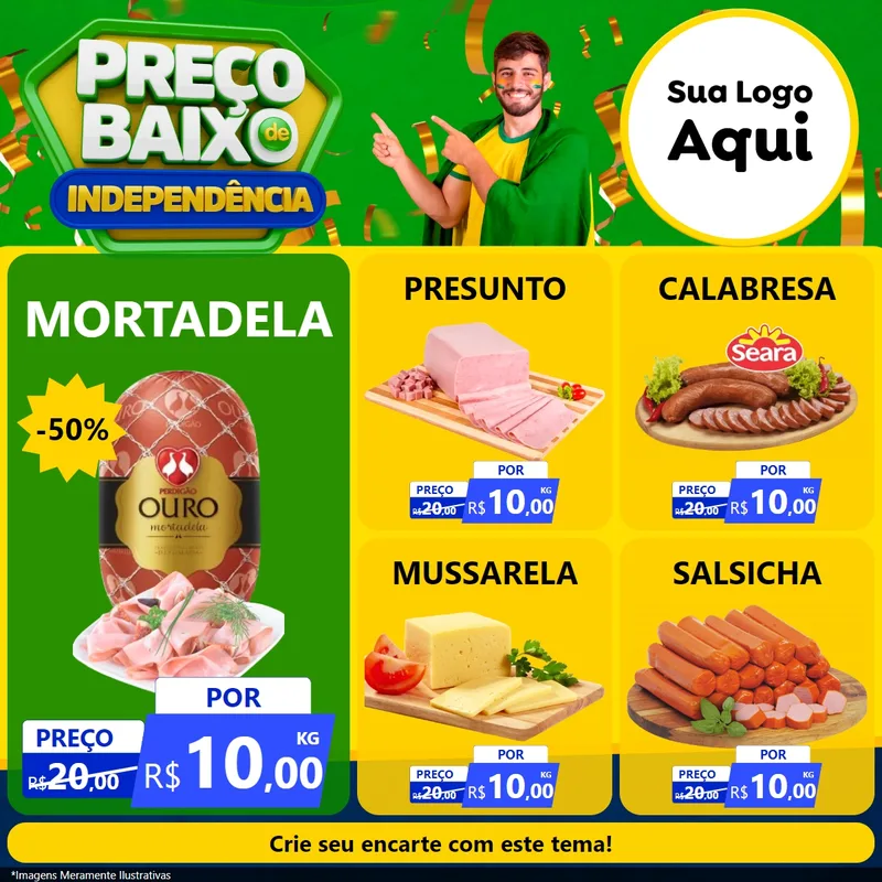 Modelo de Rede Social para Feed Facebook com o tema Preço Baixo de Independência para Frios e Laticínios