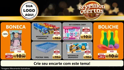 Modelo de TV para TV Horizontal com o tema Réveillon de Ofertas para Brinquedos