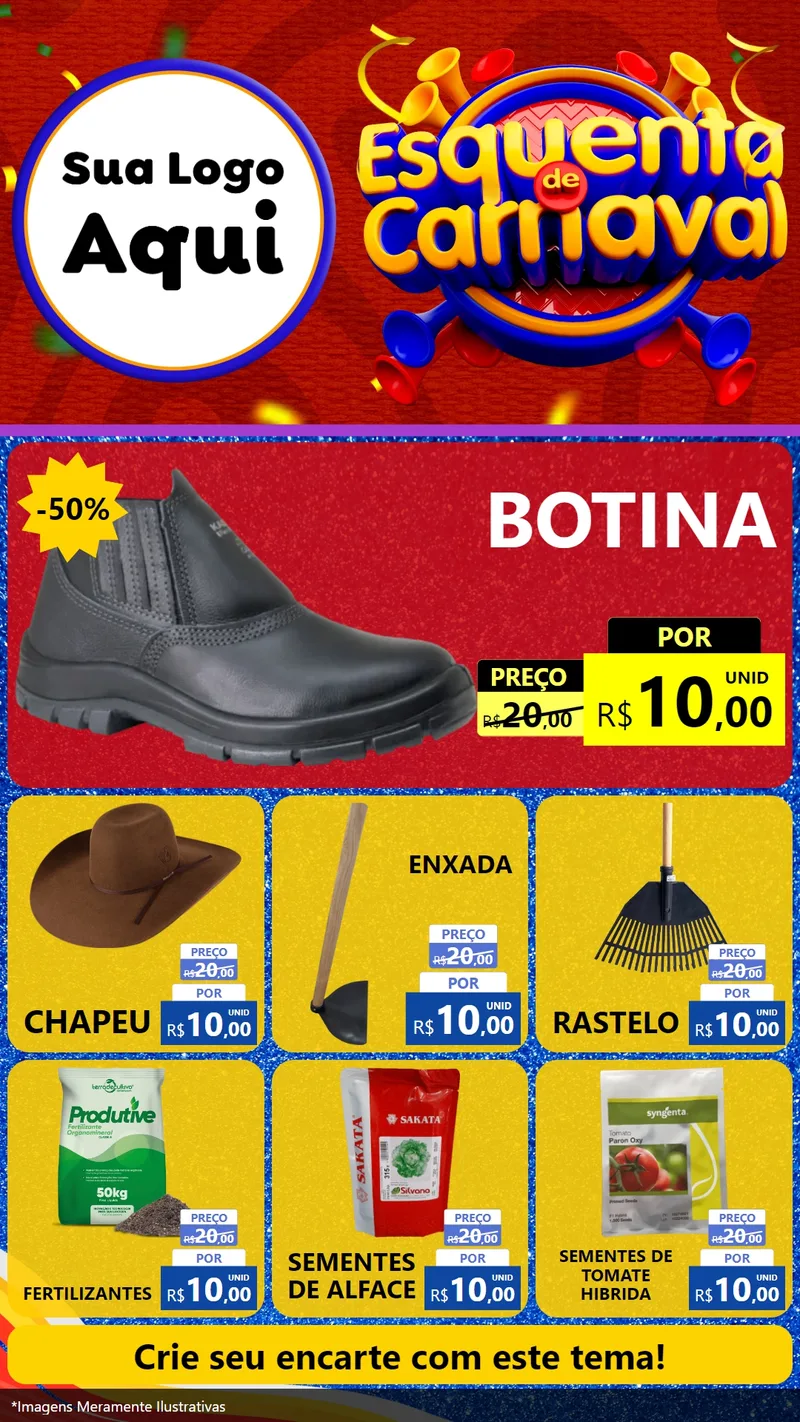 Modelo de Rede Social para Stories com o tema Esquenta de Carnaval para Agropecuária