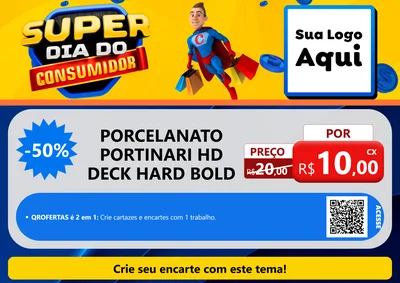 Modelo de Cartaz para Cartaz A4 Horizontal com o tema Super Dia do Consumidor para Pisos e revestimentos