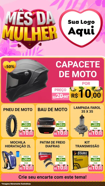 Modelo de Rede Social para Stories com o tema Mês da Mulher para Moto peças