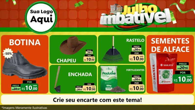 Modelo de TV para TV Horizontal com o tema Julho Imbatível para Agropecuária