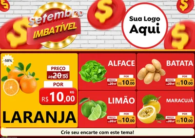 Modelo de Encarte para Encarte A4 Horizontal com o tema Setembro Imbatível para Hortifrúti