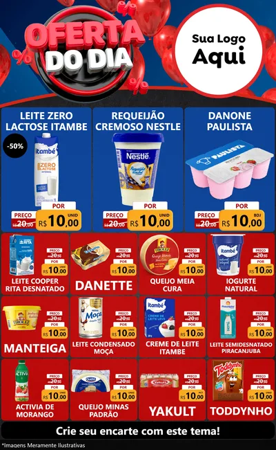 Modelo de Encarte para Encarte Grande com o tema Oferta do Dia para Frios e Laticínios
