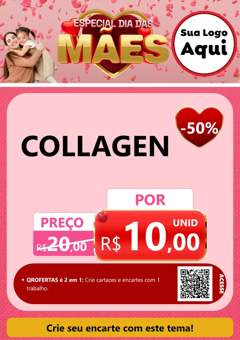 Modelo de Cartaz para Cartaz A4 Vertical com o tema Especial Dia Das Mães para Suplementos alimentares