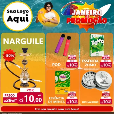 Modelo de Rede Social para Feed Facebook com o tema Janeiro de Promoção para Tabacaria