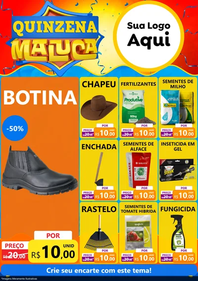 Modelo de Encarte para Encarte A4 Vertical com o tema Quinzena Maluca para Agropecuária