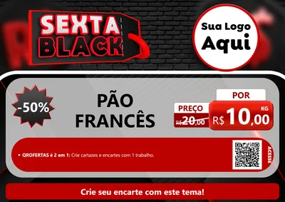 Modelo de Cartaz para Cartaz A4 Horizontal com o tema Sexta Black para Padaria