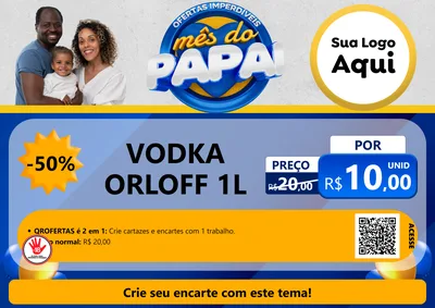 Modelo de Cartaz para Cartaz A4 Horizontal com o tema Ofertas Imperdíveis Mês Do Papai para Distribuidora de bebidas