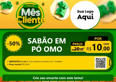 Modelo de Cartaz para Cartaz A4 Horizontal com o tema Especial Mês do Cliente para Produtos de Limpeza