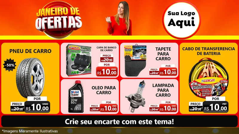 Modelo de TV para TV Horizontal com o tema Janeiro de Ofertas para Auto peças