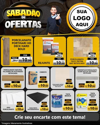 Modelo de Rede Social para Feed Instagram com o tema Sabadão de Ofertas para Pisos e revestimentos