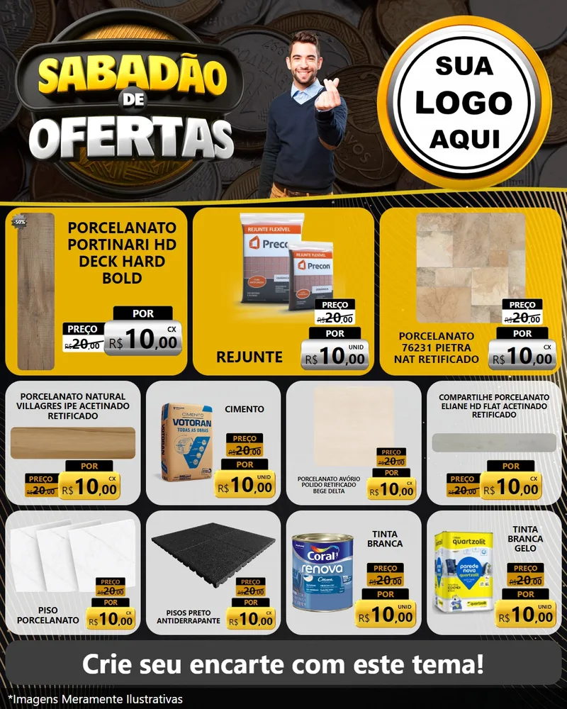 Modelo de Rede Social para Feed Instagram com o tema Sabadão de Ofertas para Pisos e revestimentos