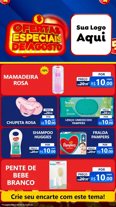 Modelo de TV para TV Vertical com o tema Ofertas Especiais de Agosto para Bebês