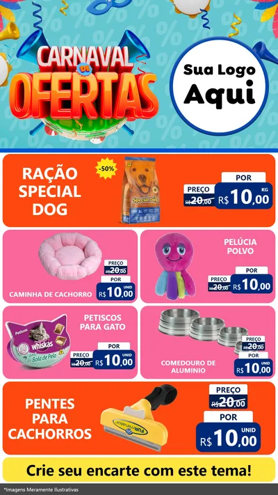Modelo de TV para TV Vertical com o tema Carnaval de Ofertas para Pet Shop
