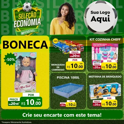 Modelo de Rede Social para Feed Facebook com o tema Seleção de Economia - Copa para Brinquedos