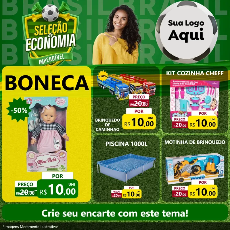 Modelo de Rede Social para Feed Facebook com o tema Seleção de Economia - Copa para Brinquedos