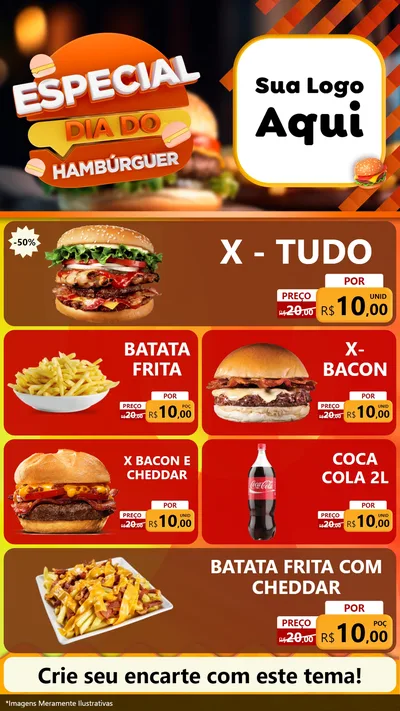 Modelo de TV para TV Vertical com o tema Especial Dia do Hamburguer para Hamburgueria