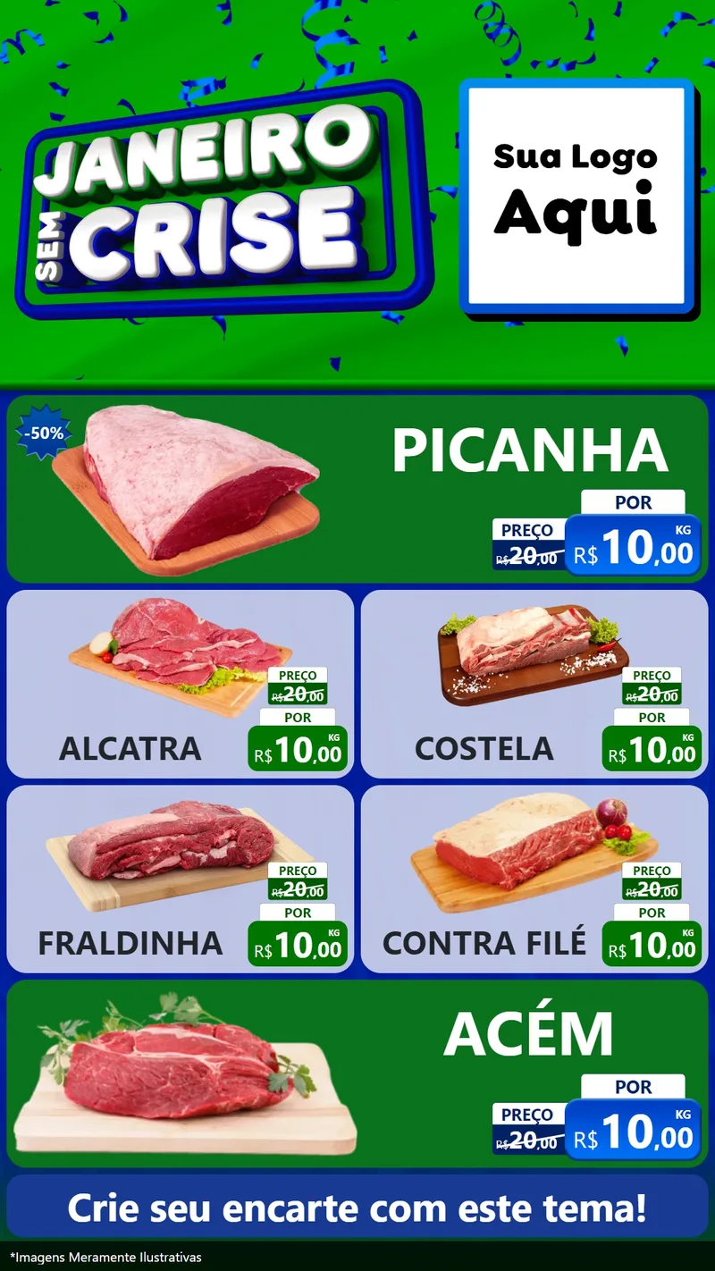 Modelo de TV para TV Vertical com o tema Janeiro Sem Crise para Açougue