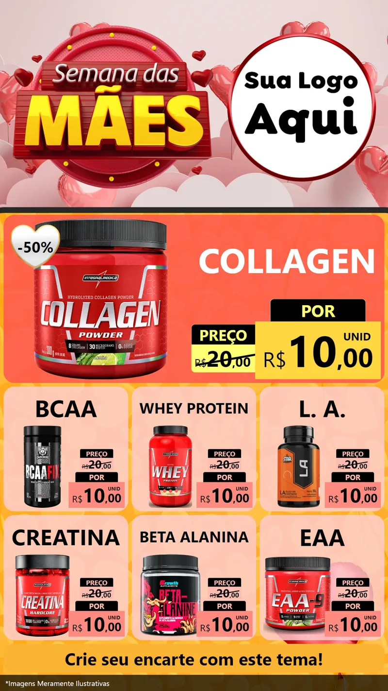 Modelo de Rede Social para Stories com o tema Semana das Mães para Suplementos alimentares