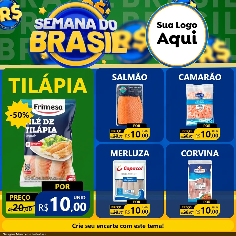 Modelo de Rede Social para Feed Facebook com o tema Semana Do Brasil para Peixaria