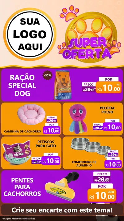 Modelo de TV para TV Vertical com o tema Super Oferta - Pet Shop para Pet Shop