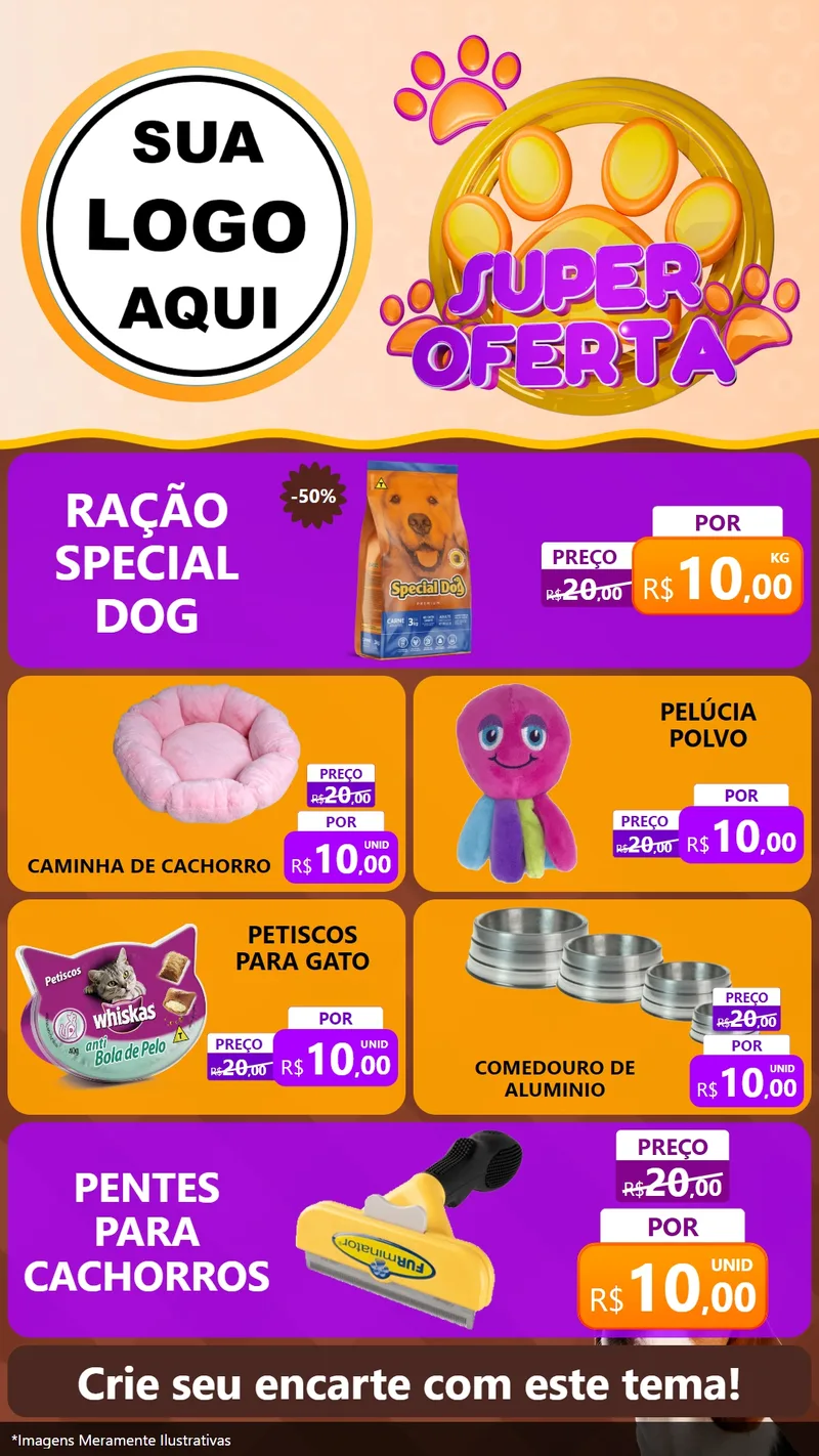 Modelo de TV para TV Vertical com o tema Super Oferta - Pet Shop para Pet Shop