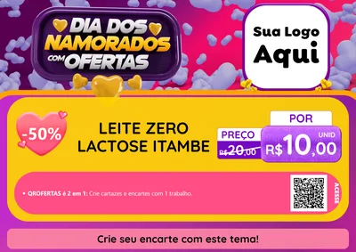 Modelo de Cartaz para Cartaz A4 Horizontal com o tema Dia Dos Namorados Com Ofertas para Frios e Laticínios