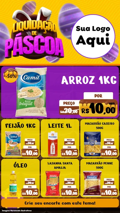 Modelo de Rede Social para Stories com o tema Liquidação de Páscoa para Supermercado