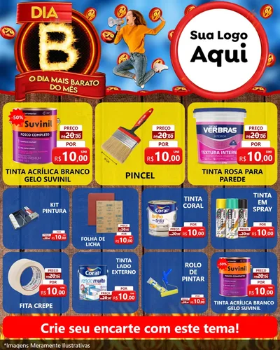 Modelo de Rede Social para Feed Instagram com o tema Dia B - O Dia Mais Barato Do Mês para Tintas e Ferramentas