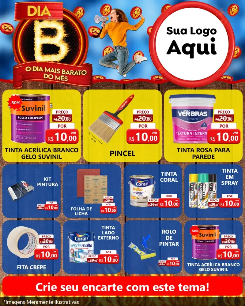 Modelo de Rede Social para Feed Instagram com o tema Dia B - O Dia Mais Barato Do Mês para Tintas e Ferramentas