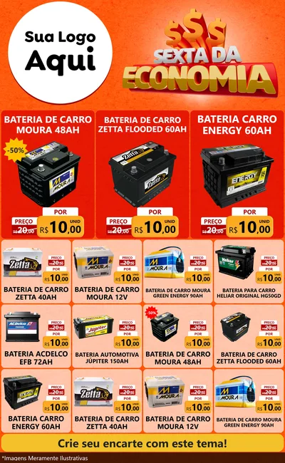 Modelo de Encarte para Encarte Grande com o tema Sexta da Economia para Baterias Elétricas