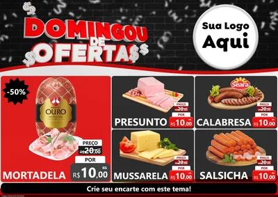Modelo de Encarte para Encarte A4 Horizontal com o tema Domingou de Ofertas para Frios e Laticínios