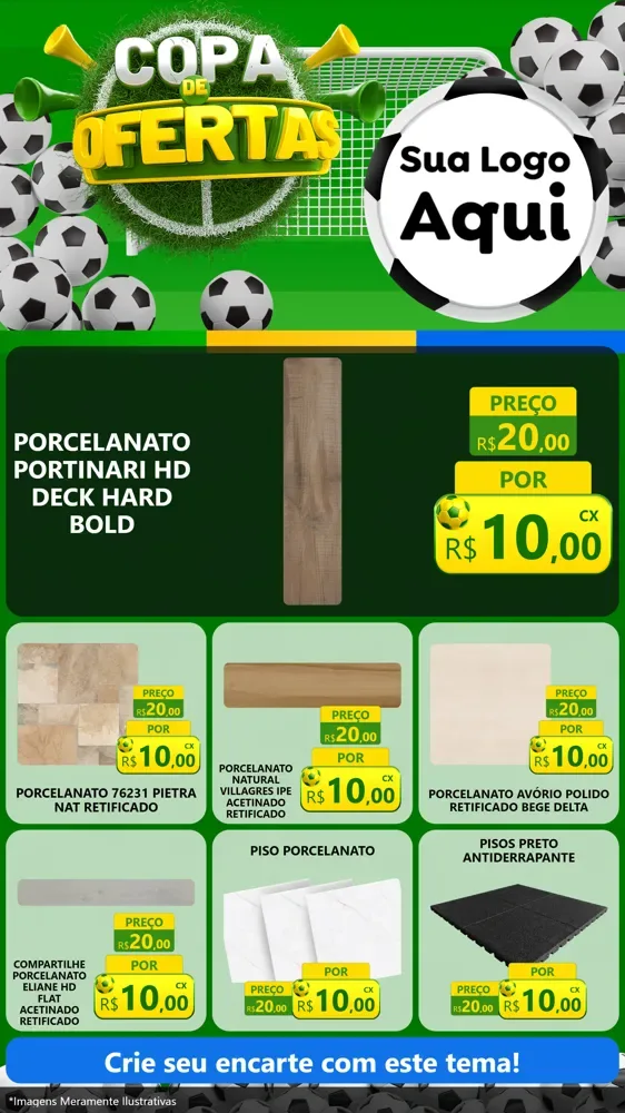 Modelo de Rede Social para Stories com o tema Copa De Ofertas para Pisos e revestimentos
