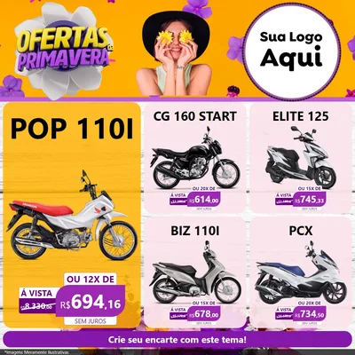 Modelo de Rede Social para Feed Facebook com o tema Ofertas Da Primavera para Concessionaria de Motos
