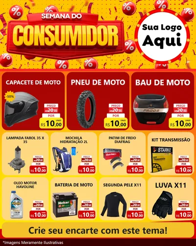 Modelo de Rede Social para Feed Instagram com o tema Semana do Consumidor para Moto peças