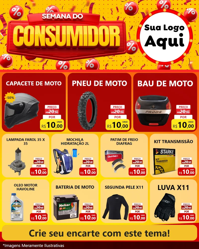 Modelo de Rede Social para Feed Instagram com o tema Semana do Consumidor para Moto peças
